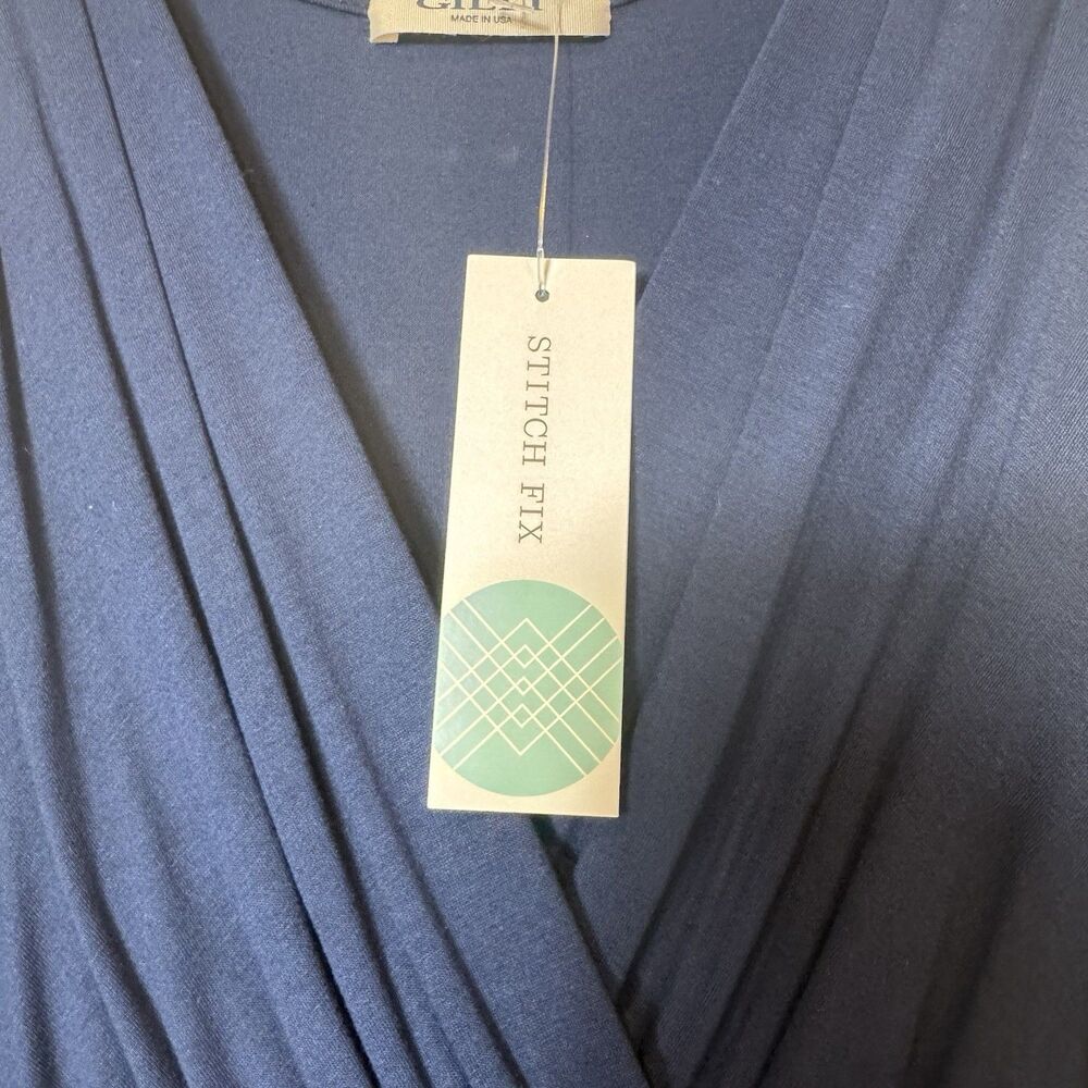 Gilli Shay V-neck Maxi Dress Damask Skirt Navy Wrap Stitch Fix Women’s XS New! - Picture 4 of 8